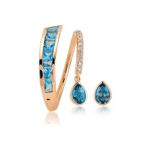 Blue Topaz Pırlantalı Küpe