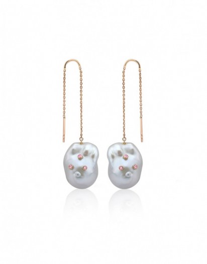 Pink Sapphire Pearl Küpe