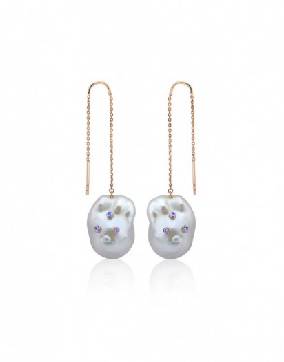 Sapphire Pearl Küpe