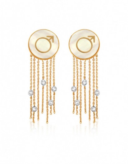 Beyaz Topaz Mars Küpe