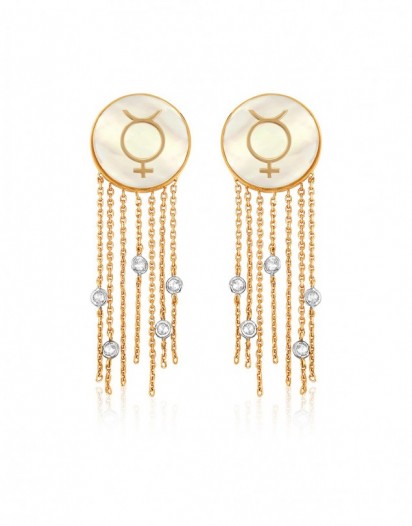 Beyaz Topaz Merkür Küpe