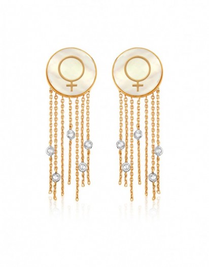 Beyaz Topaz Venüs Küpe