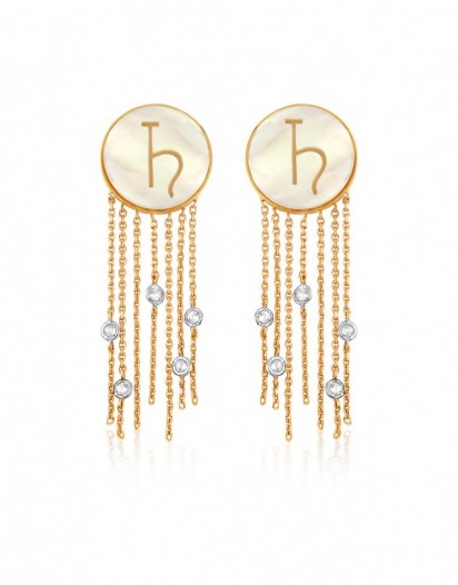 Beyaz Topaz Satürn Küpe