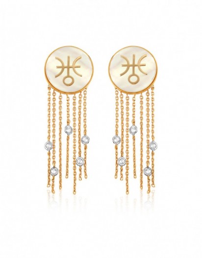 Beyaz Topaz Uranüs Küpe