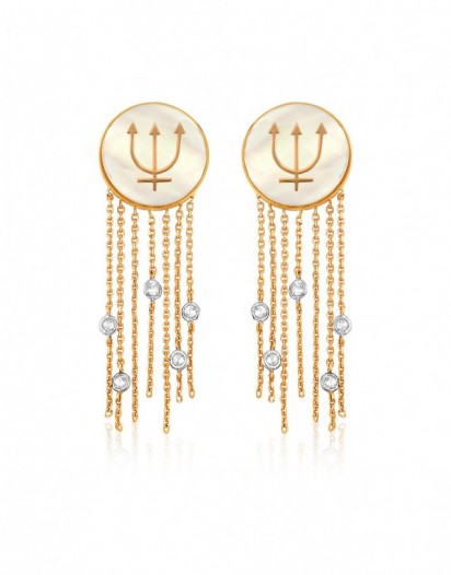 Beyaz Topaz Neptün Küpe